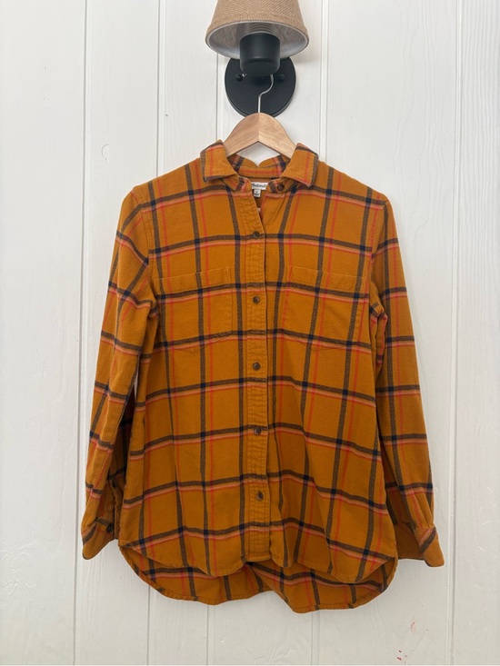 Madewell Tops - Madewell Plaid Button-Up Shirt - Mustard Orange